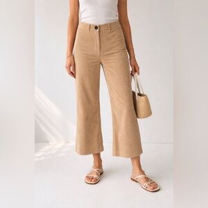 Zara Tan Wide Leg Corduroy Pants Size Small
